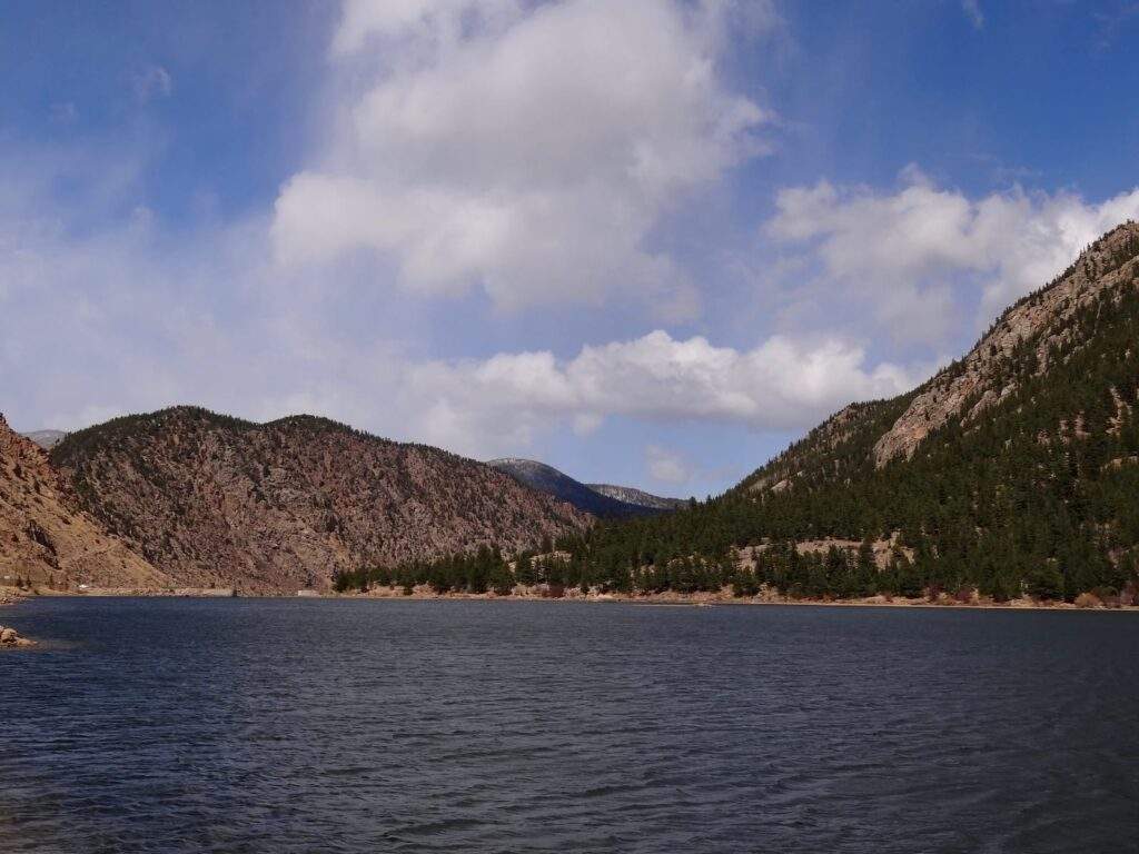 A scenic photo of Georgetown Lake in Colorado and the mountainous landscape in the background